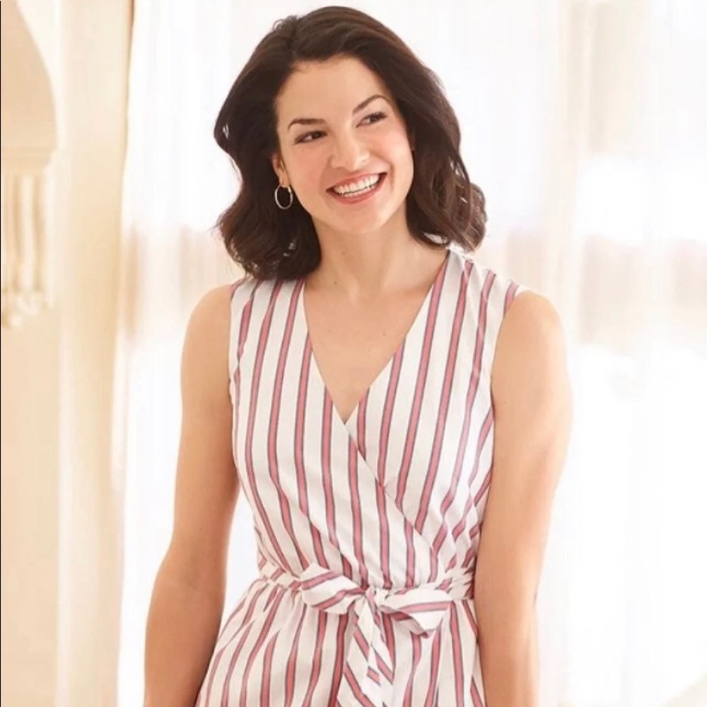 Draper James Size 4 Stripe Faux Wrap Dress